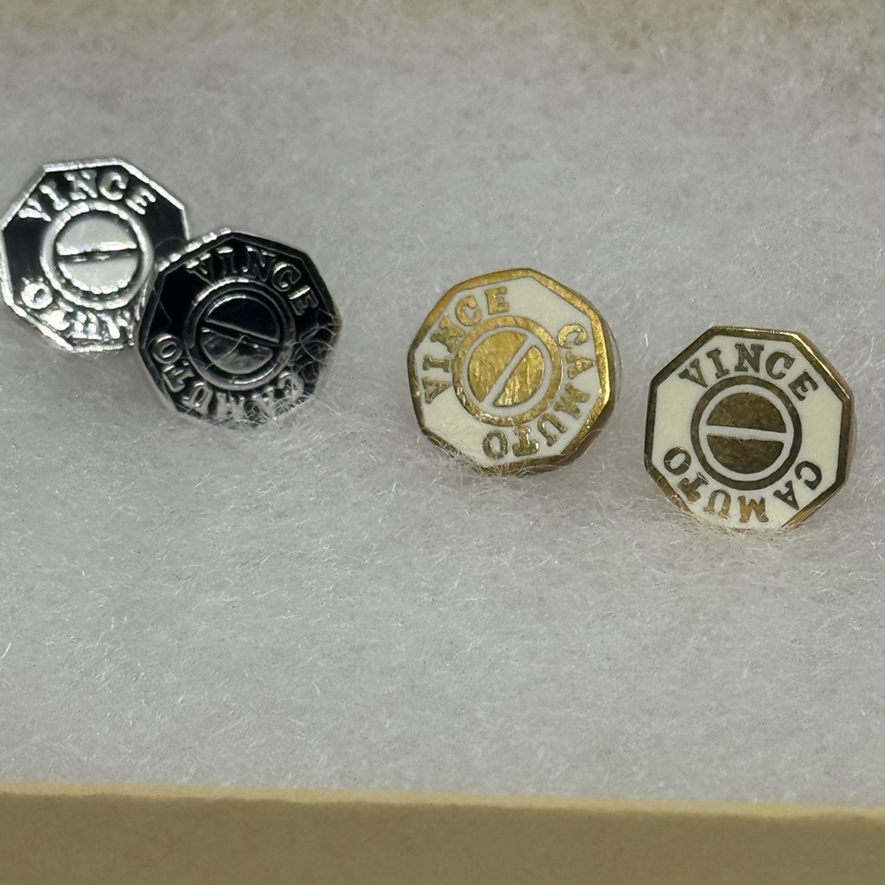 Vince Camuto Octagonal Gold and Silver Earrings